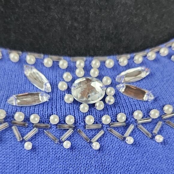 BOB MACKIE | NWT Maximalist Royal Blue Beaded Rhinestone Embellished Tunic | 1X - Picture 3 of 13